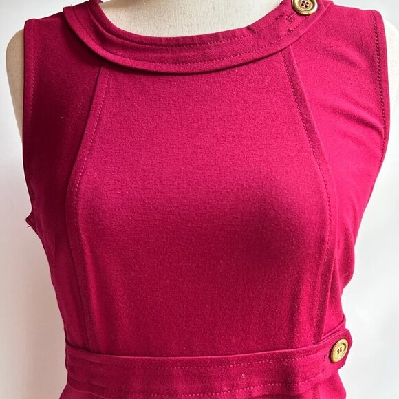 Talbots Size 14 Petite Red\Burgundy Sleeveless Sheath Ponte Knit Dress - Picture 3 of 7